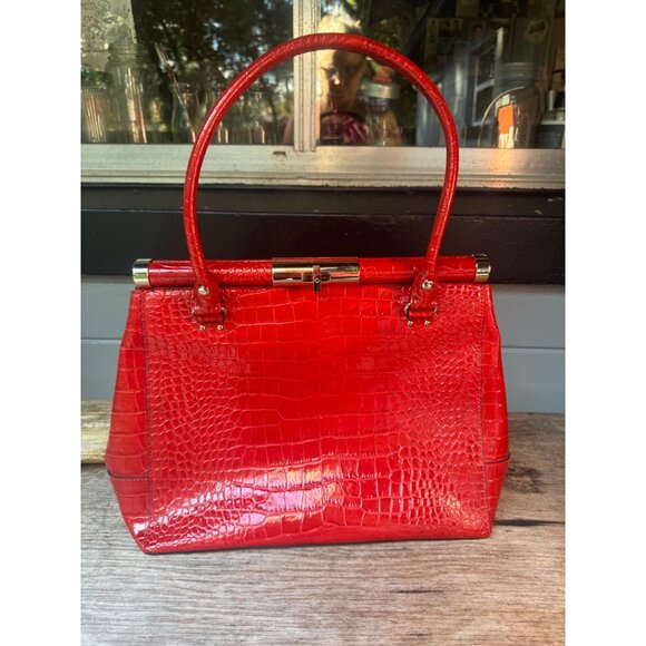 Kate Spade Knightsbridge Constance Red Croc Embossed Bag - Picture 2 of 9